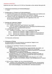 Ergebnisse des ersten Treffens am 27.01.2010 zur Präsentation auf der nächsten Sitzung des BA
