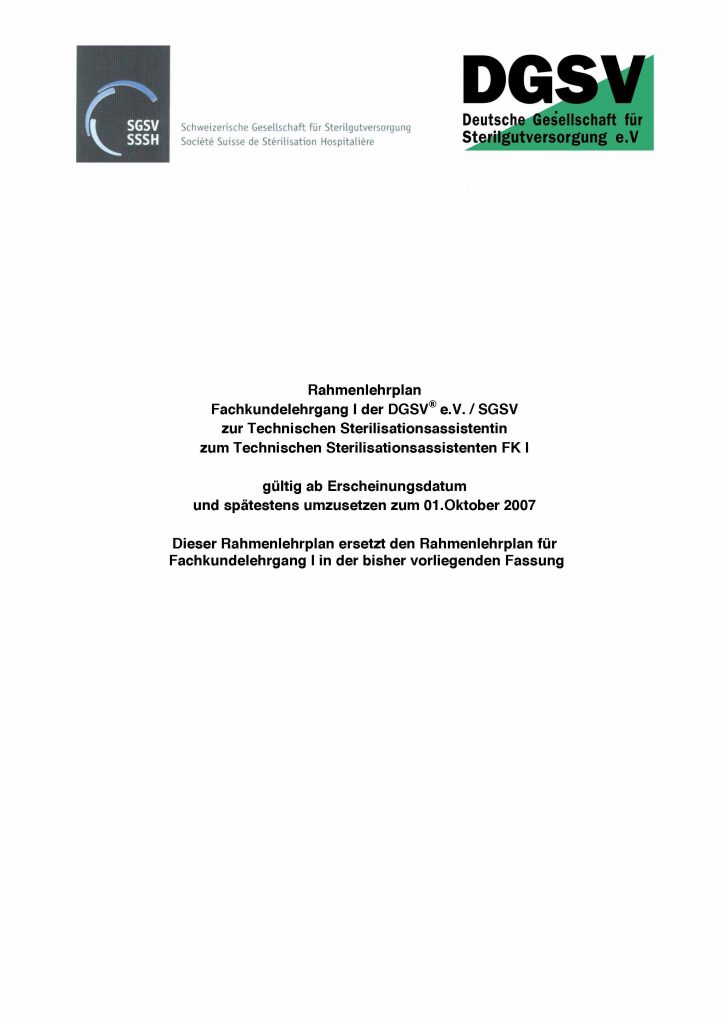 Rahmenlehrplan Fachkundelehrgang I der DGSV e.V. / SGSV
